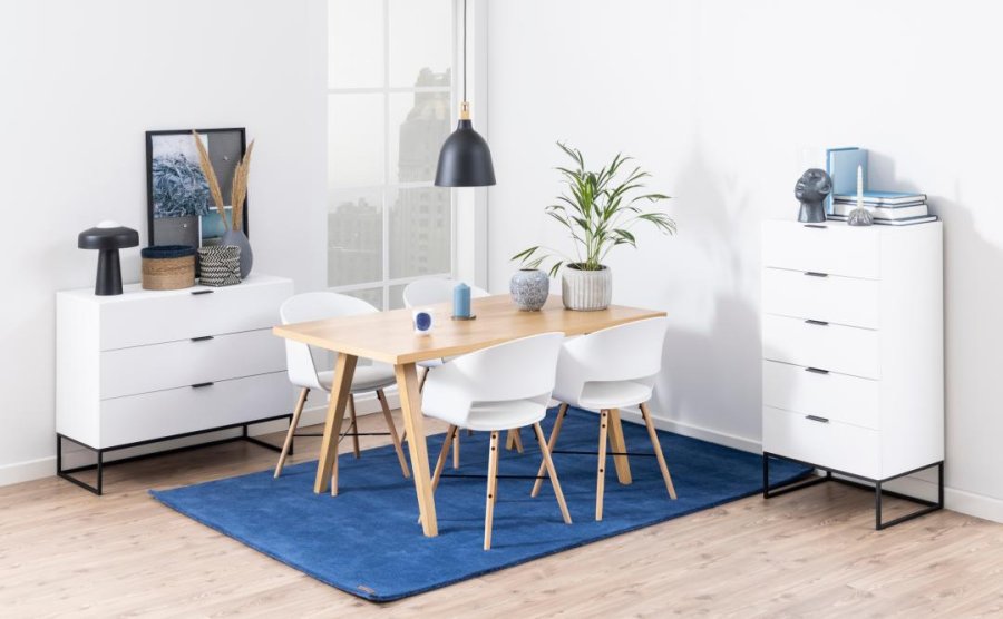 ACT NORDIC I_Luna spisebordsstol, m. armln, hvid PU, mat hvid polypropylen og mat bg