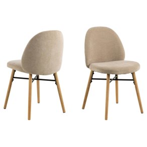 ACT NORDIC Sophia spisebordsstol - beige stof og mat natur egetr