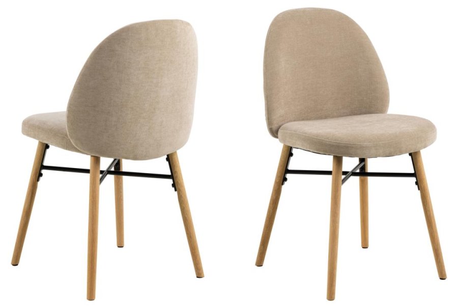 ACT NORDIC Sophia spisebordsstol - beige stof og mat natur egetr