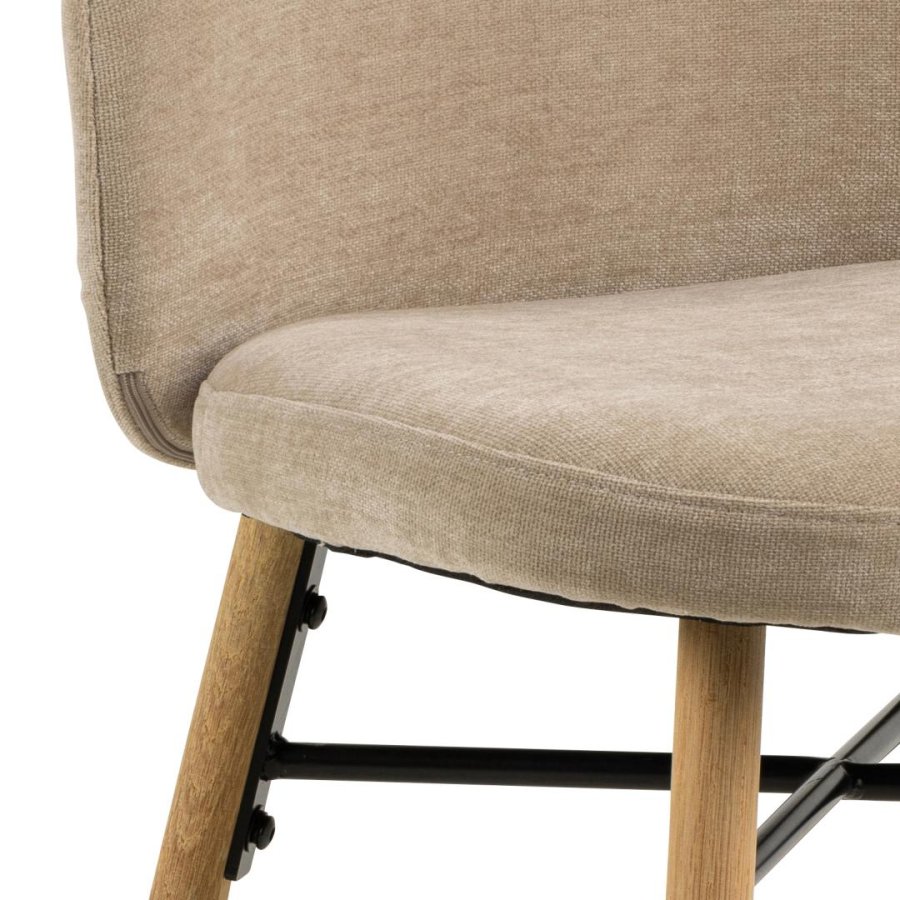ACT NORDIC Sophia spisebordsstol - beige stof og mat natur egetr
