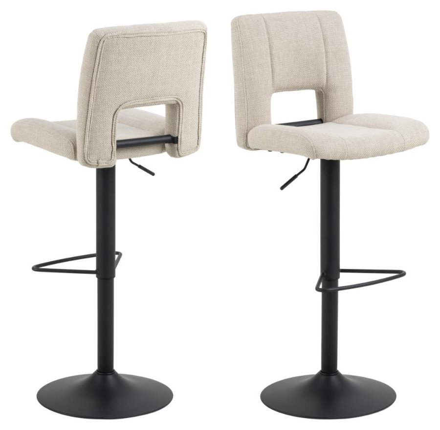 ACT NORDIC Sylvia barstol, m. rygln, fodsttte, drejefunktion, gaspatron - beige stof/sort stl