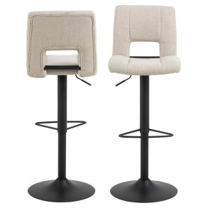 ACT NORDIC Sylvia barstol, m. rygln, fodsttte, drejefunktion, gaspatron - beige stof/sort stl