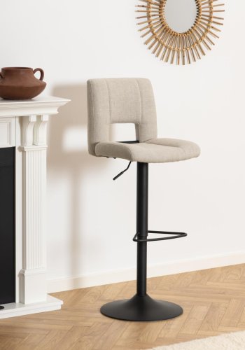 ACT NORDIC Sylvia barstol, m. rygln, fodsttte, drejefunktion, gaspatron - beige stof/sort stl