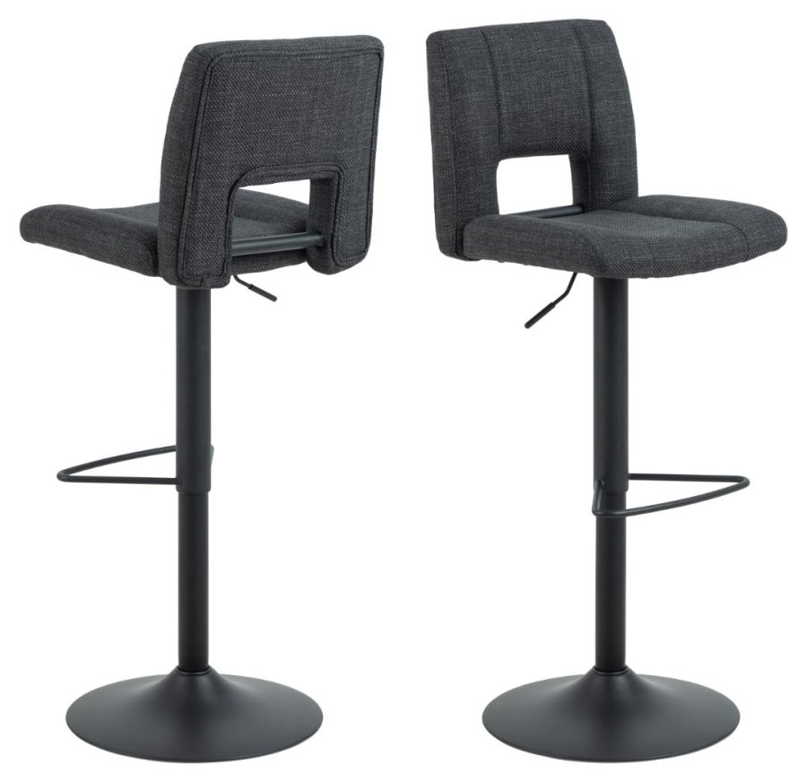 ACT NORDIC Sylvia barstol, m. rygln, fodsttte, drejefunktion, gaspatron - mrkegr stof/sort stl