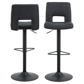 ACT NORDIC Sylvia barstol, m. rygln, fodsttte, drejefunktion, gaspatron - mrkegr stof/sort stl