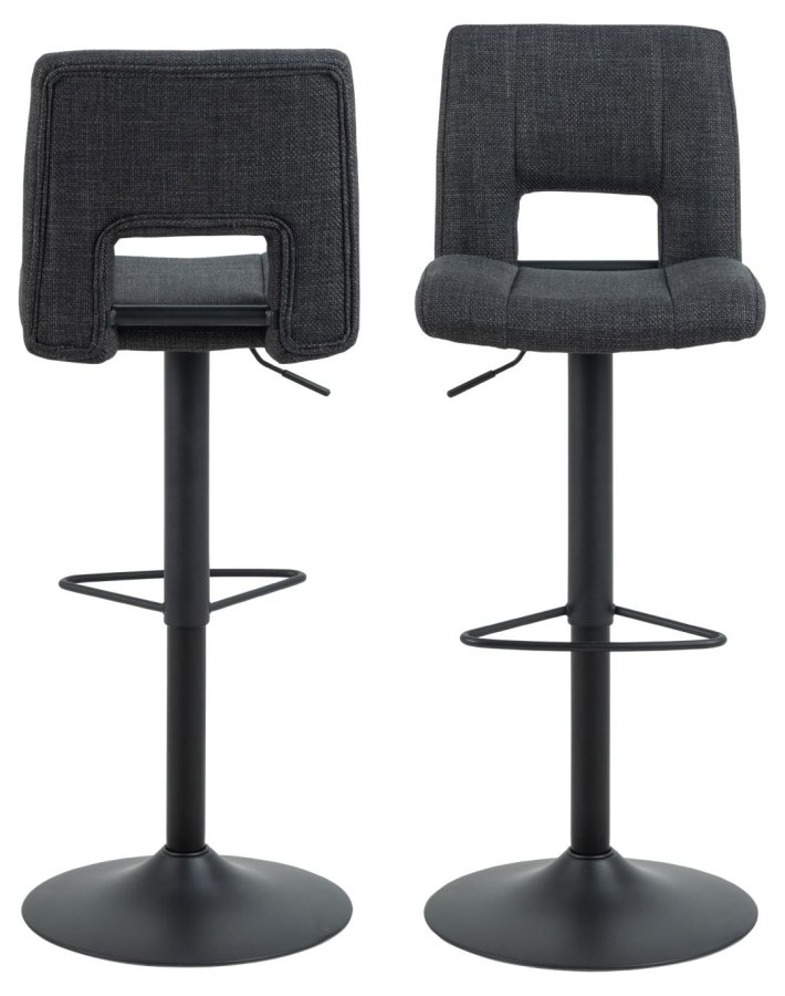 ACT NORDIC Sylvia barstol, m. rygln, fodsttte, drejefunktion, gaspatron - mrkegr stof/sort stl