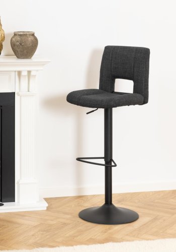 ACT NORDIC Sylvia barstol, m. rygln, fodsttte, drejefunktion, gaspatron - mrkegr stof/sort stl