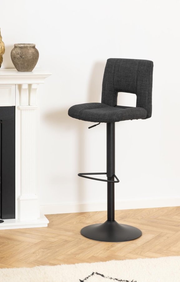 ACT NORDIC Sylvia barstol, m. rygln, fodsttte, drejefunktion, gaspatron - mrkegr stof/sort stl