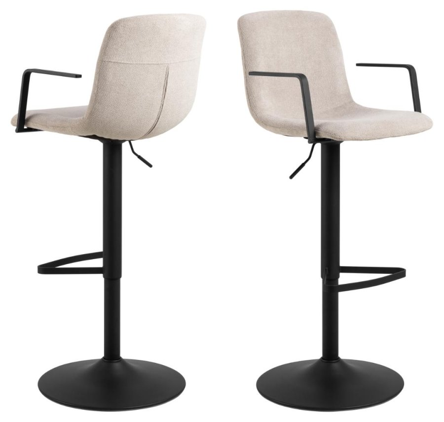 ACT NORDIC Pablo barstol, m. rygln, fodsttte, drejefunktion, gaspatron - beige stof/sort stl