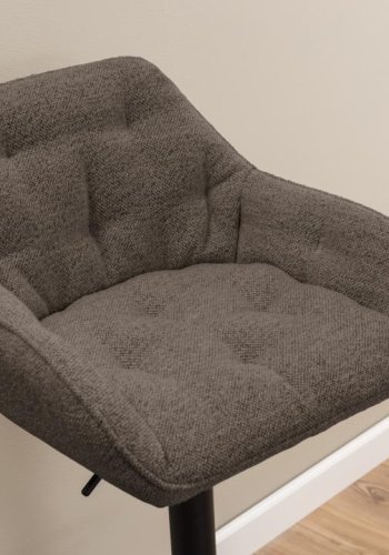 ACT NORDIC Brooke barstol, m. rygln, armln, fodsttte, drejefunktion - taupe stof og sort stl