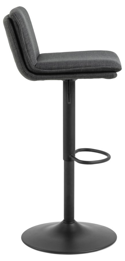 ACT NORDIC Flynn barstol, m. rygln, drejefunktion, gaspatron, fodsttte - mrkegr stof, sort stl