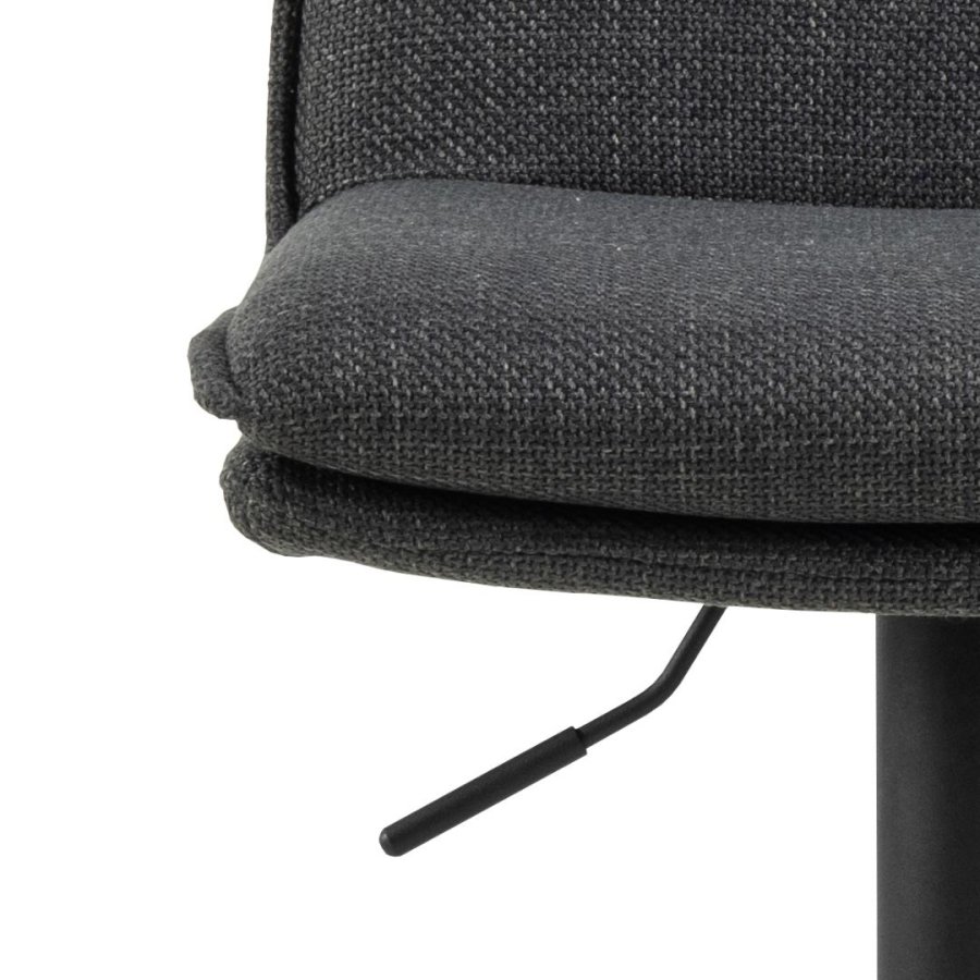 ACT NORDIC Flynn barstol, m. rygln, drejefunktion, gaspatron, fodsttte - mrkegr stof, sort stl