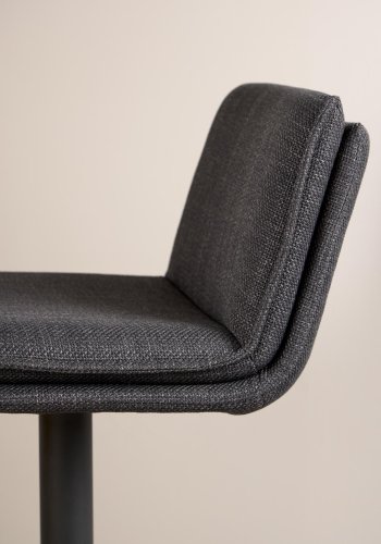 ACT NORDIC Flynn barstol, m. rygln, drejefunktion, gaspatron, fodsttte - mrkegr stof, sort stl