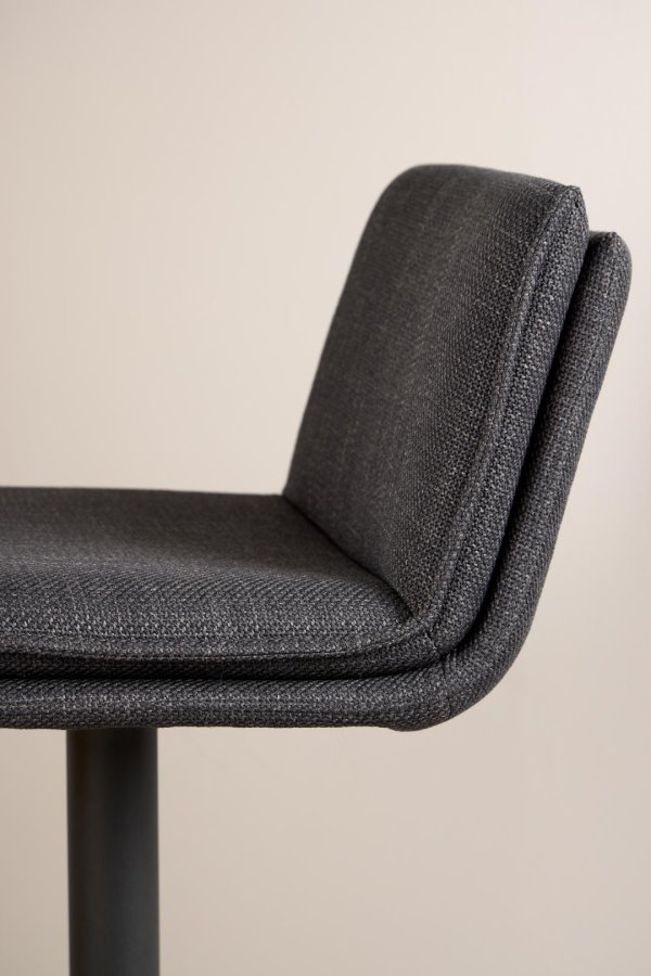 ACT NORDIC Flynn barstol, m. rygln, drejefunktion, gaspatron, fodsttte - mrkegr stof, sort stl