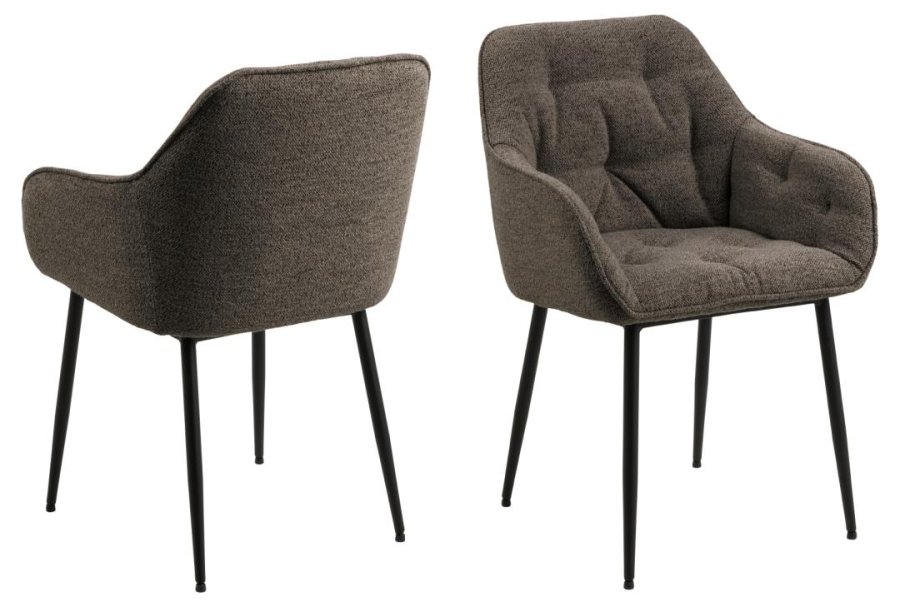 ACT NORDIC Brooke spisebordsstol, m. armln - taupe stof og sort stl