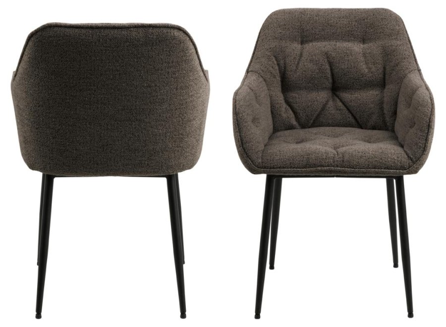 ACT NORDIC Brooke spisebordsstol, m. armln - taupe stof og sort stl