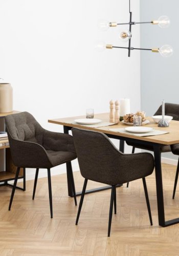 ACT NORDIC Brooke spisebordsstol, m. armln - taupe stof og sort stl