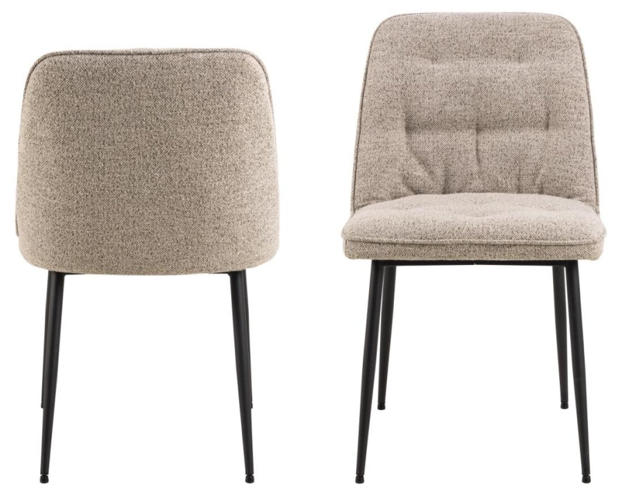 ACT NORDIC Brooke spisebordsstol - beige stof og sort stl