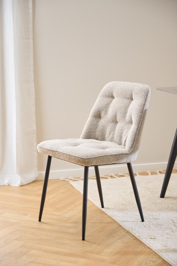 ACT NORDIC Brooke spisebordsstol - beige stof og sort stl