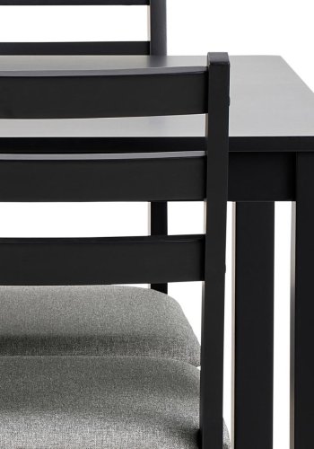 ACT NORDIC Alicante spisebordsst, 1 spisebord, 4 spisebordsstole - lysegr stof, sort MDF/gummitr