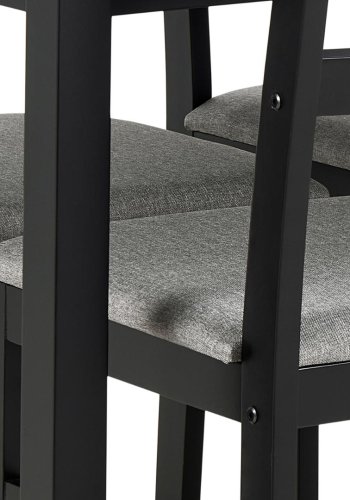 ACT NORDIC Alicante spisebordsst, 1 spisebord, 4 spisebordsstole - lysegr stof, sort MDF/gummitr