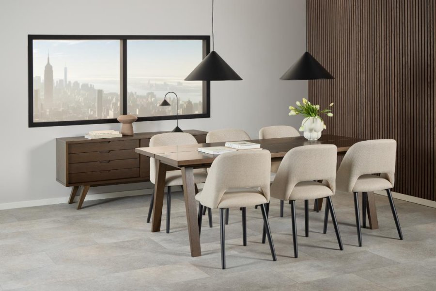 ACT NORDIC A-Line spisebord, m. udtrk - rgfarvet egefiner (200x95)