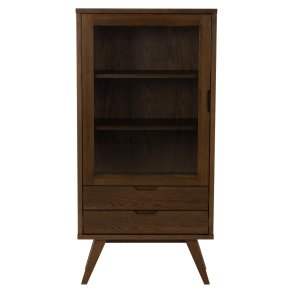 ACT NORDIC A-Line vitrineskab, m. 1 glaslge, 2 hylder og 2 skuffer - rgfarvet egefiner