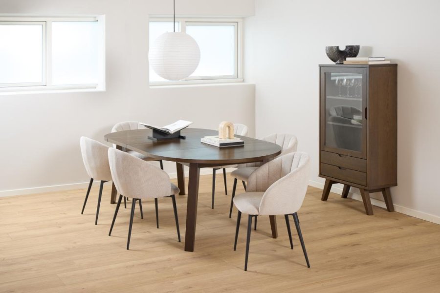 ACT NORDIC A-Line vitrineskab, m. 1 glaslge, 2 hylder og 2 skuffer - rgfarvet egefiner