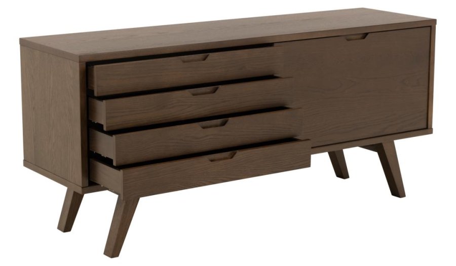 ACT NORDIC A-Line sknk, m. 1 skydelge, 1 hylde og 4 skuffer - rgfarvet egefinér