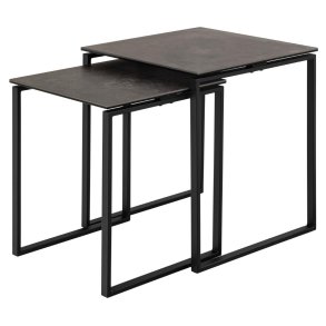 ACT NORDIC Katrine indskudsborde - sort Fairbanks ru keramik og mat sort stl (50x50) (st med 2)