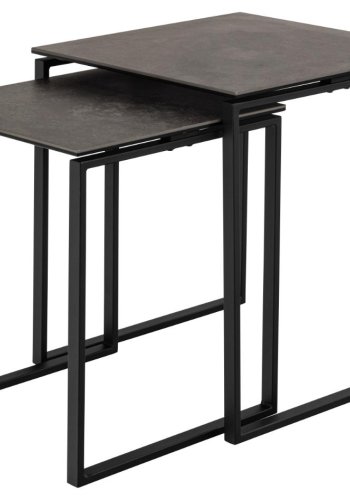 ACT NORDIC Katrine indskudsborde - sort Fairbanks ru keramik og mat sort stl (50x50) (st med 2)