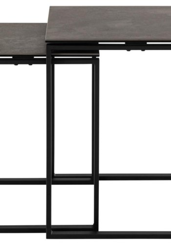 ACT NORDIC Katrine indskudsborde - sort Fairbanks ru keramik og mat sort stl (50x50) (st med 2)