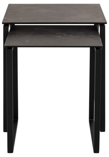 ACT NORDIC Katrine indskudsborde - sort Fairbanks ru keramik og mat sort stl (50x50) (st med 2)