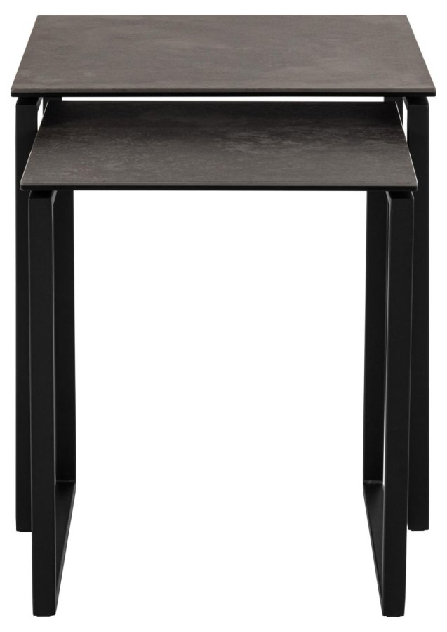 ACT NORDIC Katrine indskudsborde - sort Fairbanks ru keramik og mat sort stl (50x50) (st med 2)