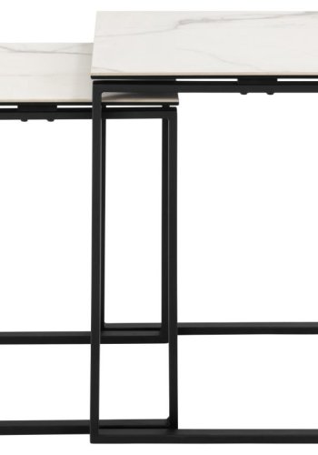 ACT NORDIC Katrine indskudsborde - hvid Akranes ru keramik og mat sort stl (50x50) (st med 2)