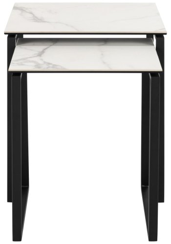 ACT NORDIC Katrine indskudsborde - hvid Akranes ru keramik og mat sort stl (50x50) (st med 2)