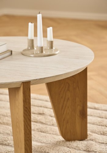 ACT NORDIC Dockland sofabord, rund - travertin ru papir og mat vild eg ru papir (80)