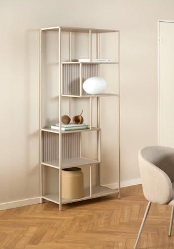 ACT NORDIC Seaford reol, m. 5 hylder - gr ru melamin og gr ru stl (77x35x185)