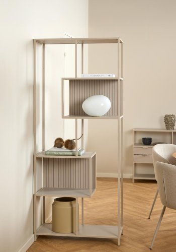 ACT NORDIC Seaford reol, m. 5 hylder - gr ru melamin og gr ru stl (77x35x185)