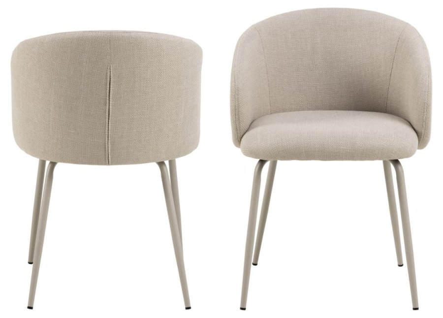 ACT NORDIC Eleanor spisebordsstol, m. armln - beige stof og gr stl