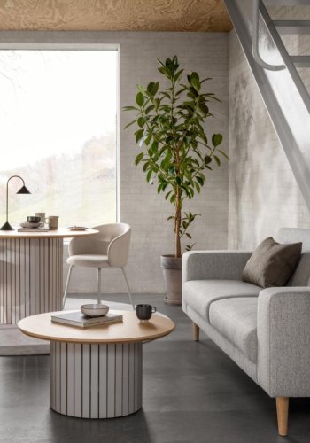 ACT NORDIC Eleanor spisebordsstol, m. armln - beige stof og gr stl