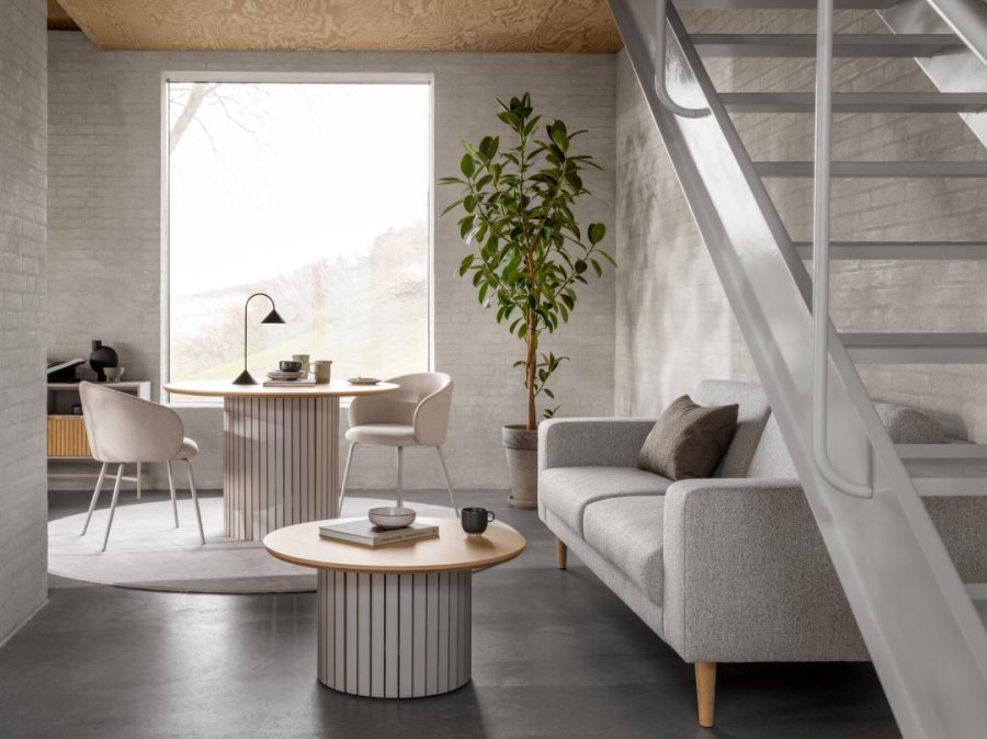 ACT NORDIC Eleanor spisebordsstol, m. armln - beige stof og gr stl