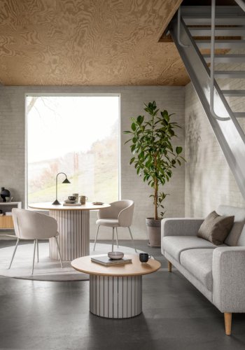 ACT NORDIC Eleanor spisebordsstol, m. armln - beige stof og gr stl