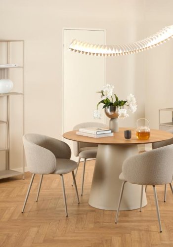 ACT NORDIC Eleanor spisebordsstol, m. armln - beige stof og gr stl