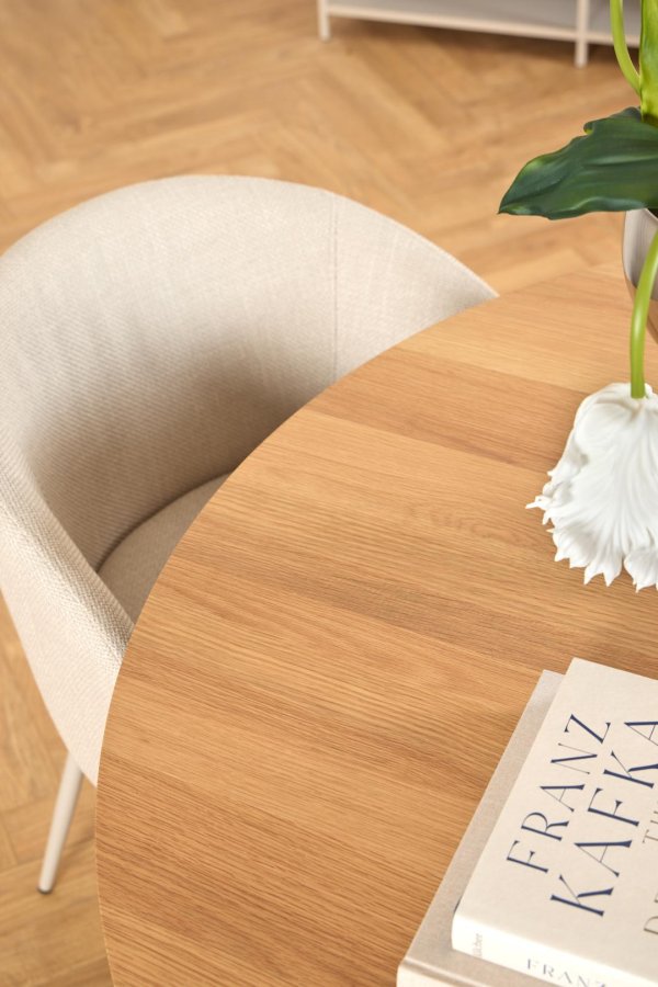 ACT NORDIC Eleanor spisebordsstol, m. armln - beige stof og gr stl