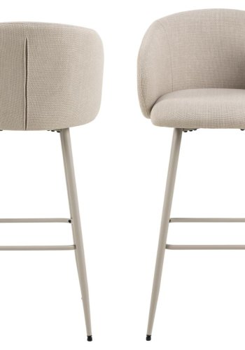ACT NORDIC Eleanor barstol, m. rygln, armln og fodsttte - beige stof og gr stl
