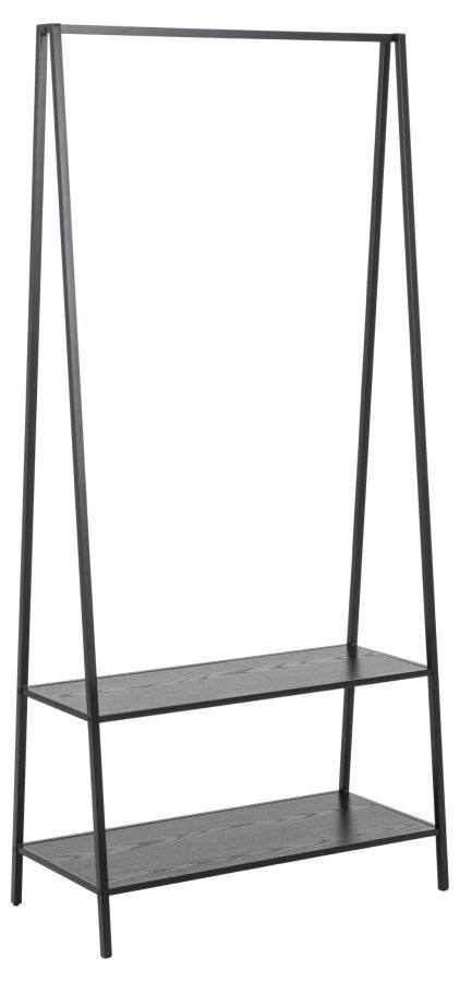 ACT NORDIC Seaford garderobestativ, m. bjlestang og 2 hylder - sort ask ru melamin og sort stl