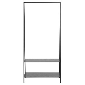 ACT NORDIC Seaford garderobestativ, m. bjlestang og 2 hylder - sort ask ru melamin og sort stl