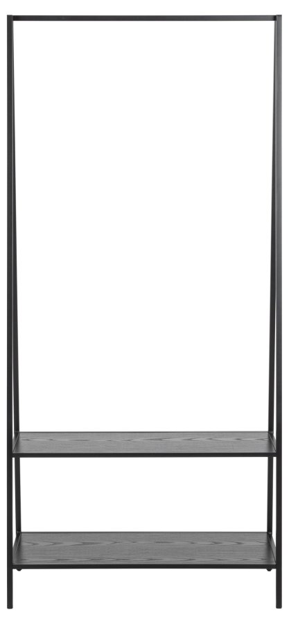 ACT NORDIC Seaford garderobestativ, m. bjlestang og 2 hylder - sort ask ru melamin og sort stl