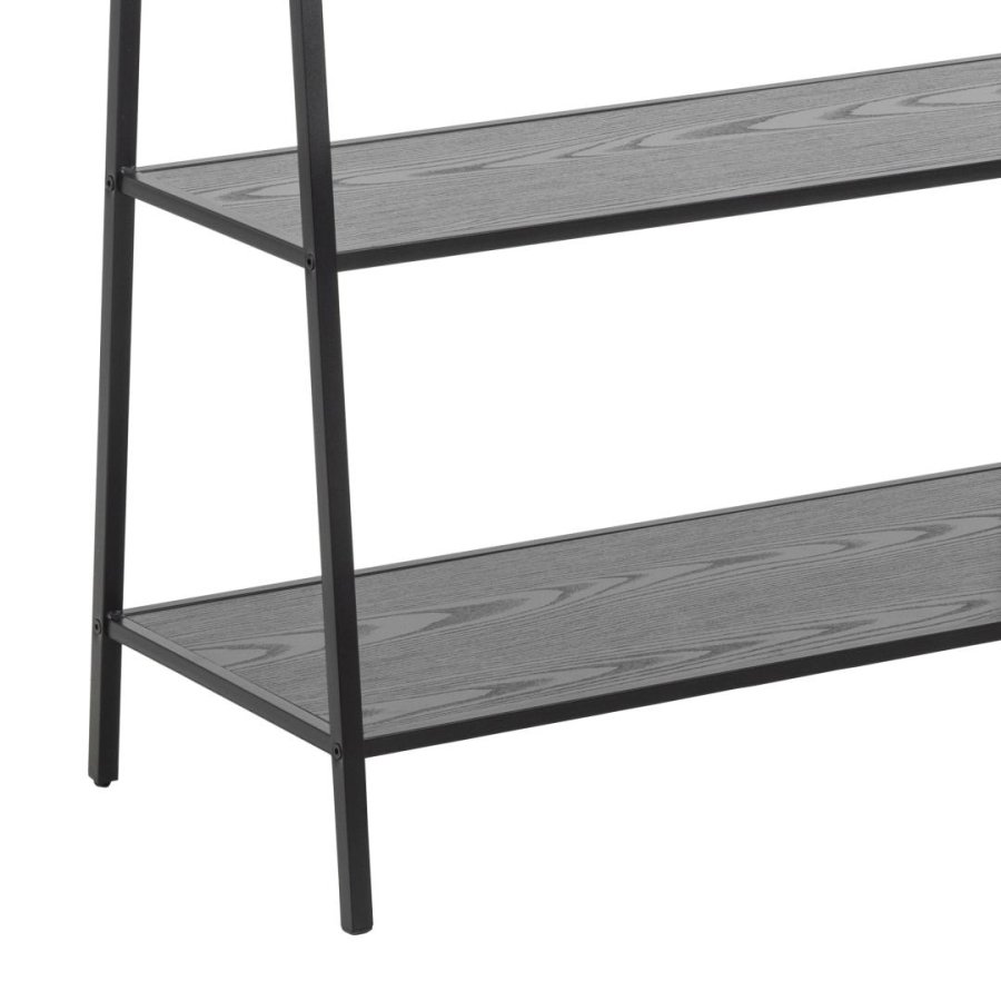 ACT NORDIC Seaford garderobestativ, m. bjlestang og 2 hylder - sort ask ru melamin og sort stl